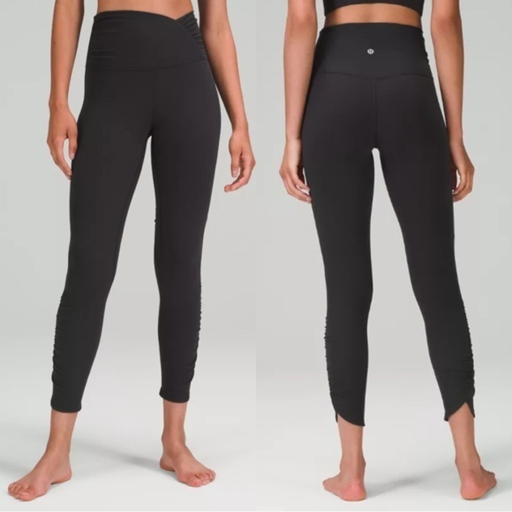 Lululemon Align Ruched Waist Pant *7/8 length 25 in Black Size 4